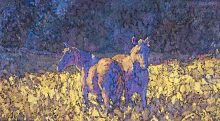 * Two Horses, 26 x 47 inches, oil on canvas