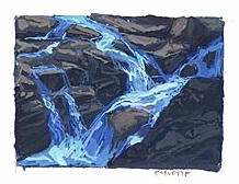 * Blue Stream, 1-7/8 x 2-5/8 inches