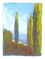 * From Spiliani Monastery, Samos, 2-1/2 x 1-3/4 inches, gouache on paper