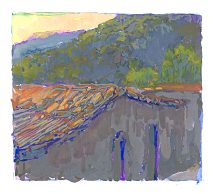 * Stemnitsa Roof, Peloponnese, 2-1/2 x 2-3/4 inches, gouache on paper
