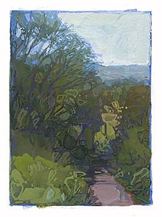 * Pathway to Corsini, 4-1/2 x 3-3/8 inches, gouache on paper