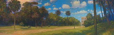 Villa Pamphili Gardens, 30 x 96 inches, oil on canvas