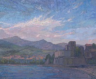 Collioure from the Sea, 8-3/4 x 10-1/2 inches, oil on panel