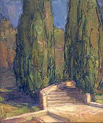 Stairway, Nice, France, 10-1/2 x 8-3/4 inches, oil on panel