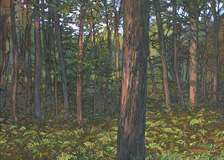 Trees Touched by Light, 10x 14 inches, oil on panel