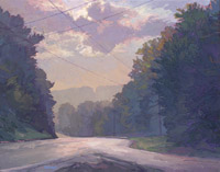 Lincoln Highway I, Dusk Turn, 17 x 21 inches, oil on linen