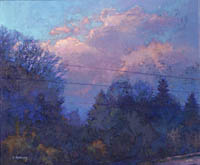 Last Clouds of Day, Winter Roadside, 15 x 18 inches