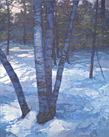 Blue Birches in Snow, 20 x 16, oil on linen