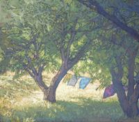 Laundry in the Chestnut Trees, 14 x 16