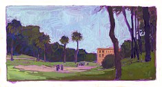 * Pamphili Field, 3-1/2 x 6-1/4 inches, gouache on paper
